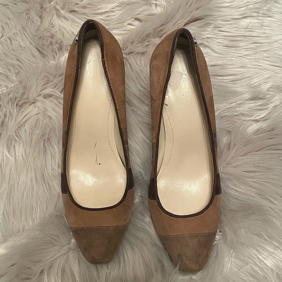 Sz 6M “Gabbey” Calvin Klein Suede Pumps with Wooden Heels - Picture 3 of 9